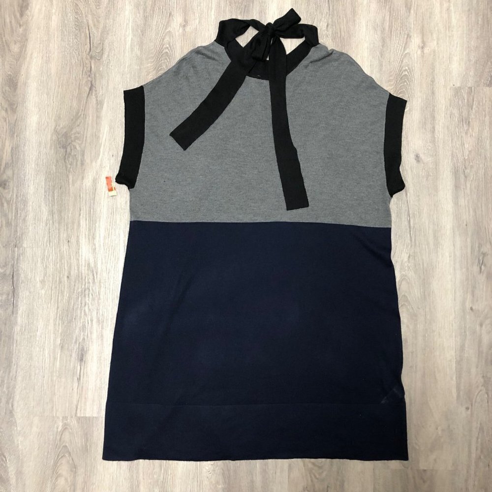 NWT BCBGMAXAZRIA Silk Cashmere Blend Size Medium Sweater Dress Collar Tie - Picture 3 of 11